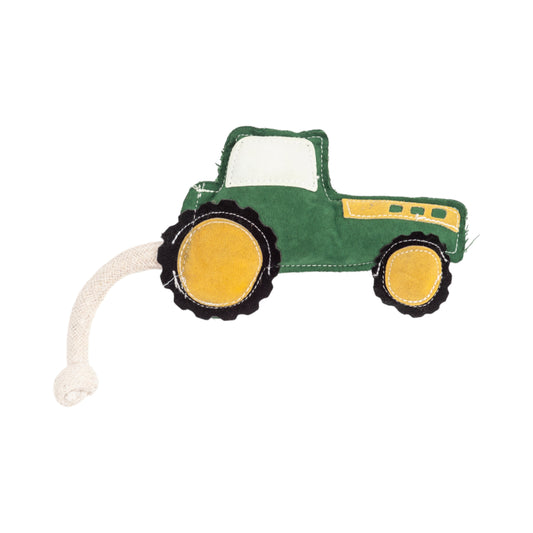 Country Living Faux Leather Green Tractor Dog Chew Toy,