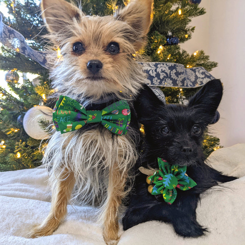 Merry & Bright Festive Holiday Pet Bow Tie - 3 Sizes