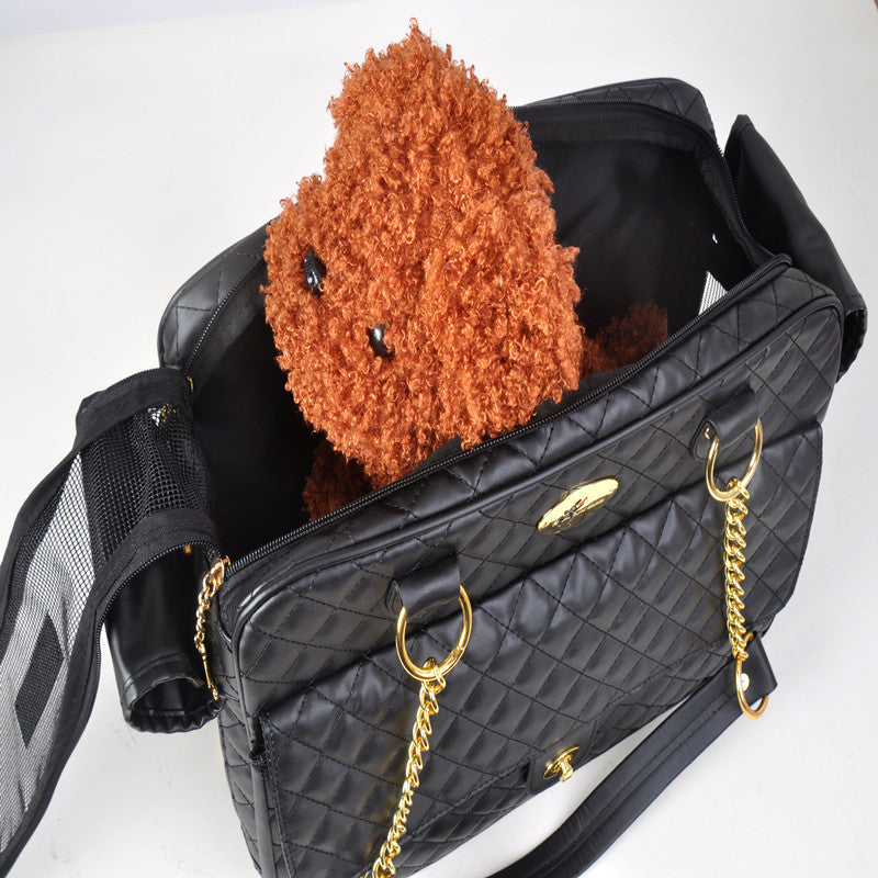 Luxury Quilted PU Leather Pet Carrier 👜