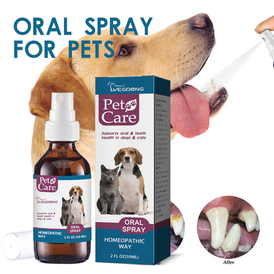 Pet Oral Cleaning Spray, Cats And Dogs Remove Tartar And Bad