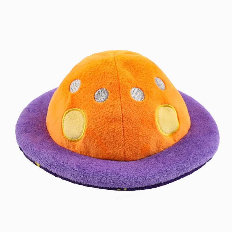 Space Paws Purple Orange Flip the UFO Plush Dog Toy
