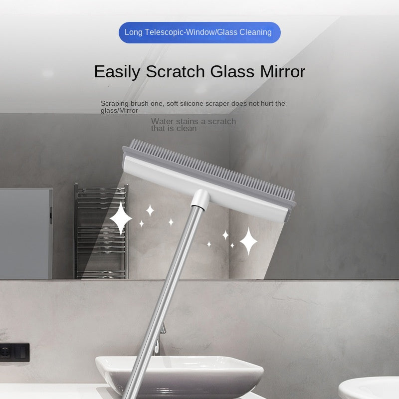 Cleaning Brush Stainless Steel Silicone Floor Brush Water Scraping Brush Long Handle Magic Carpet Brush - Purrfect Pet Kingdom