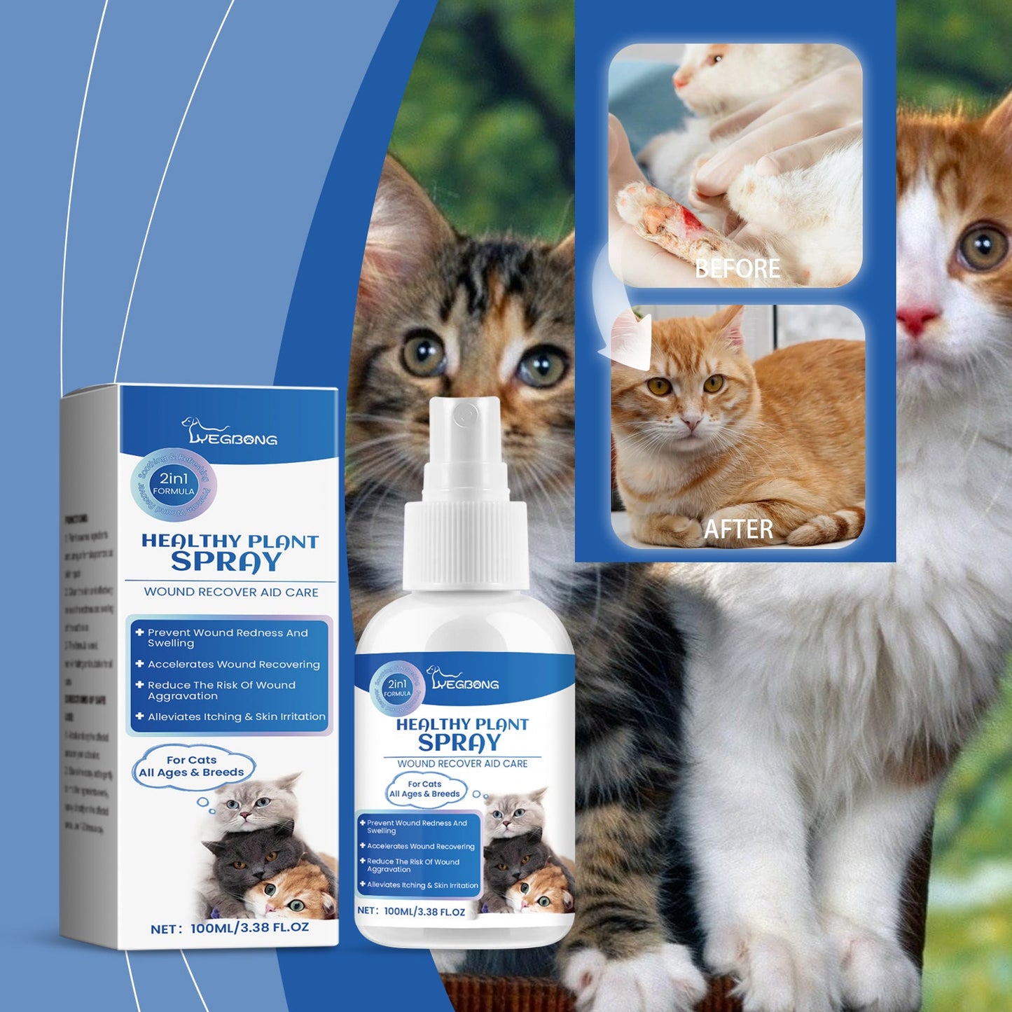 Cat Skin Care Spray, Gentle Cleaning Care Pet Skin Discomfort Body Care - Purrfect Pet Kingdom