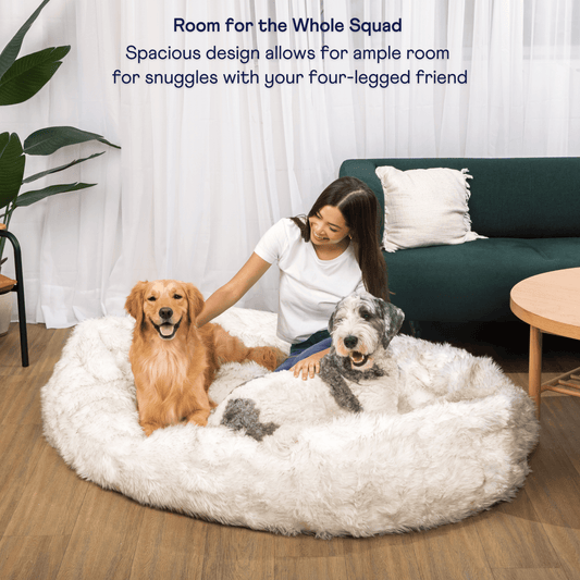 Pupcloud Human Size Faux Fur Memory Foam Dog Bed White With - detail view