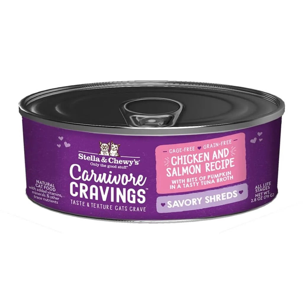 Stella & Chewy's Carnivore Cravings Shredded Chicken and Salmon Cat Cans (2.8oz) - Stella & Chewy's Wet Cat Food - The Family Pet