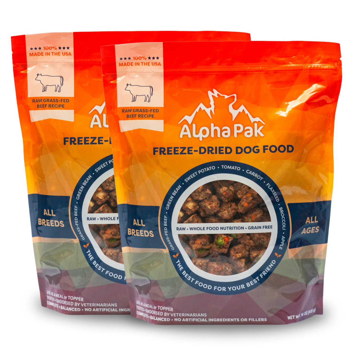 Dog Food Freeze Dried Raw Beef 16oz Premium ๐