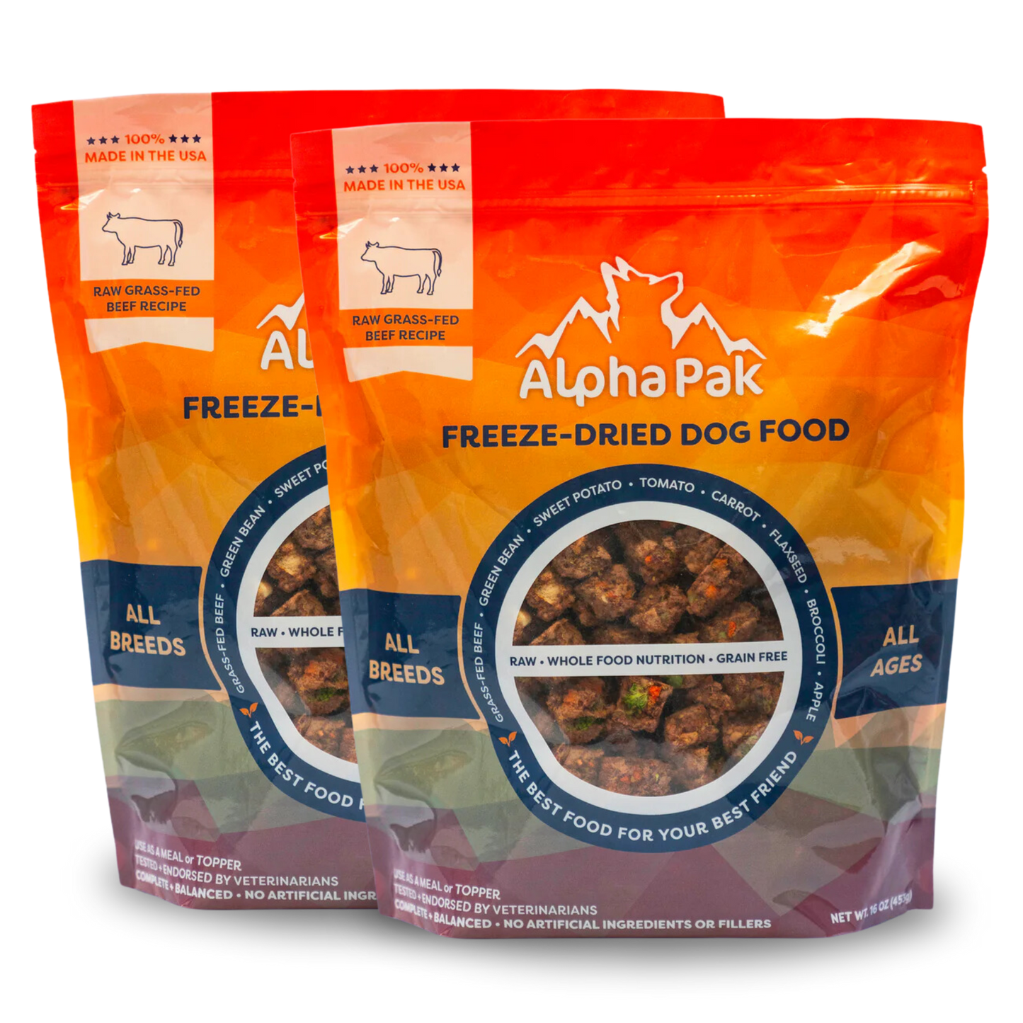 Dog Food Freeze Dried Raw Beef 16oz Premium ๐