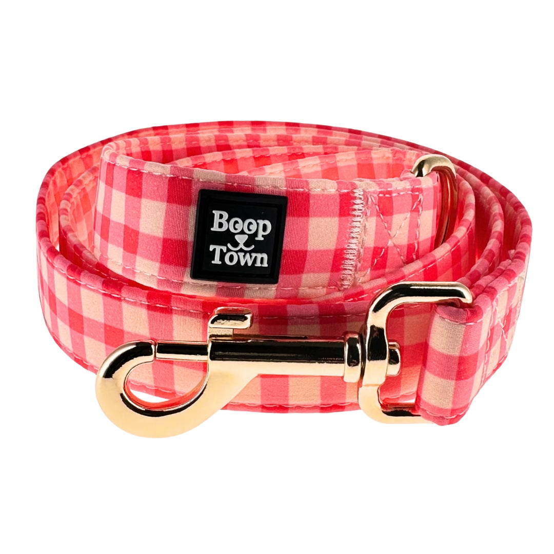 Dog Leash Pink Checker Pattern Cotton 5ft 3oz ๐ฉท