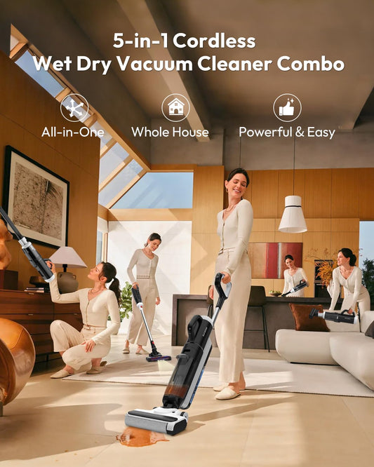 Sunsmai Wet Dry Vacuum Mop - Self-Cleaning Handheld Brush