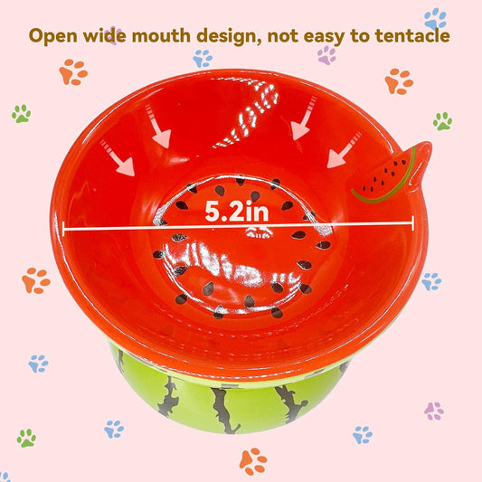 Ceramic Raised Cat Bowl 5In Elevated Wide Cat Bowl For Food