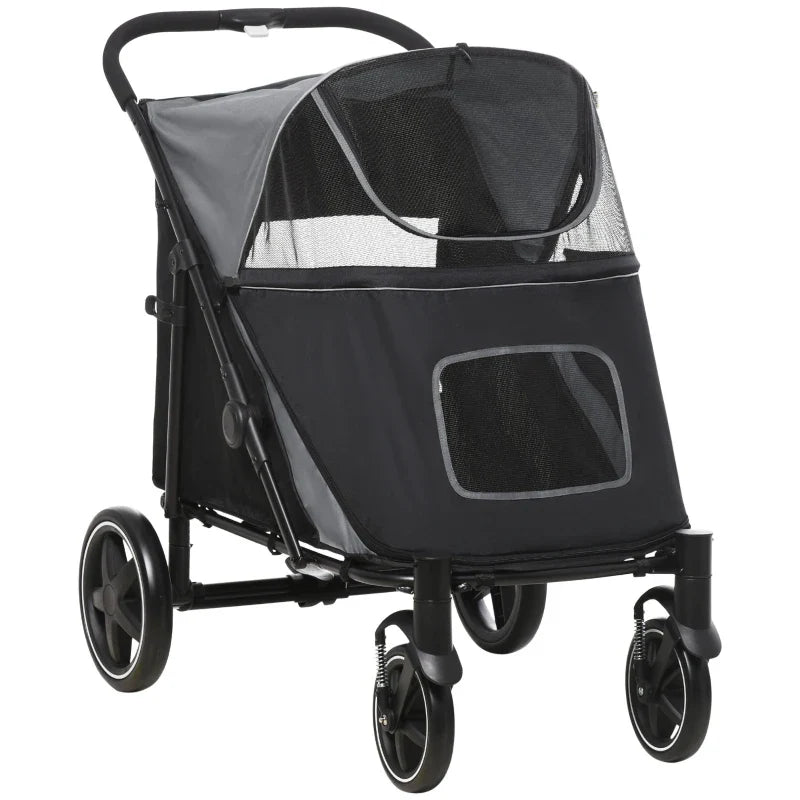 One-Click Foldable Stroller for Large Medium Small Dogs, Pet, Cats with Storage - Purrfect Pet Kingdom