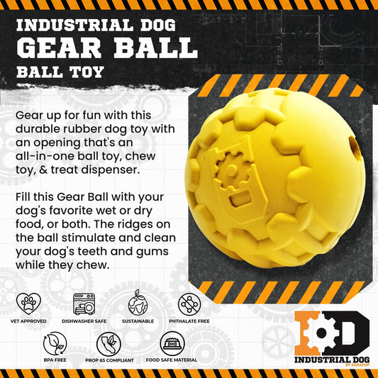 Industrial Dog Ball Rubber Chew Toy for Heavy Chewers | Yellow