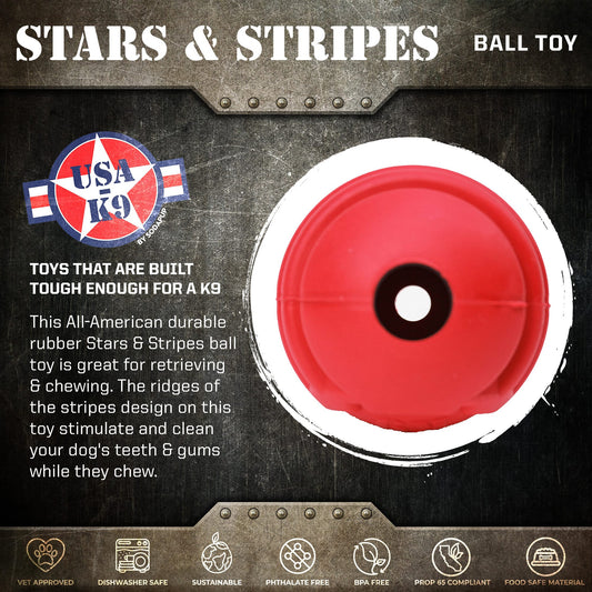 USA-K9 Stars and Stripes Rubber Dog Toy | K9 Handler Reward
