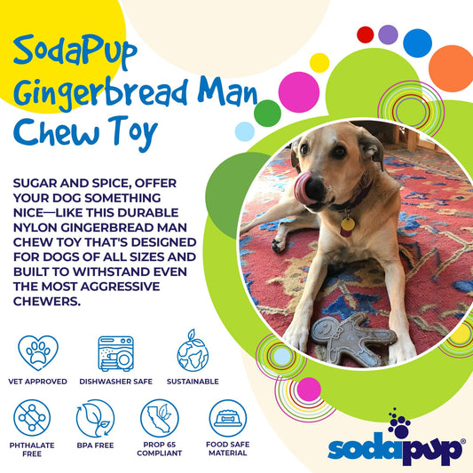 Gingerbread Man Nylon Dog Chew Toy for Aggressive Chewers | USA Made