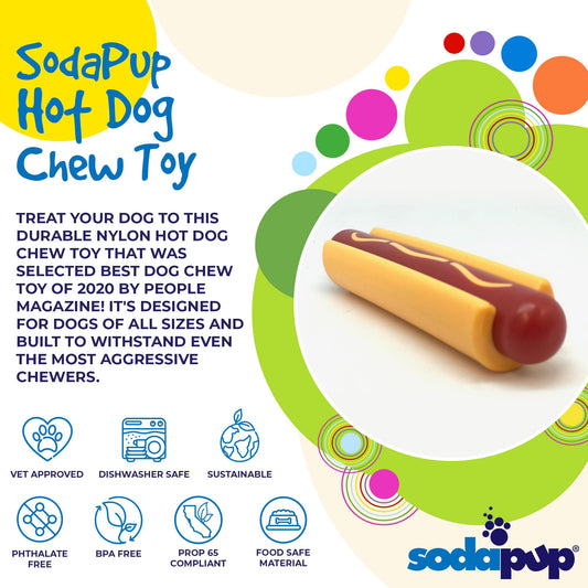 Hot Dog Nylon toy for Aggressive Chewers | USA Made | SodaPup