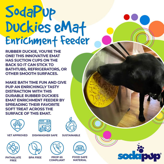 Rubber Duckies emat - Enrichment Lick Mat for Dogs and Cats - with Suction Cups | Bath Time Design | SodaPup USA Made-Purrfect Pet Kingdom