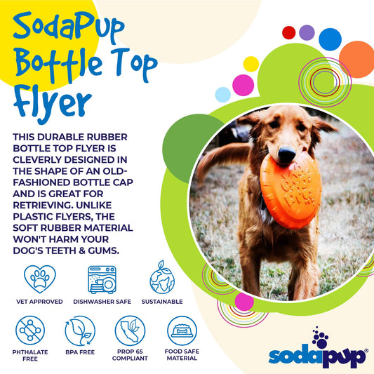 Bottle Top Flyer Rubber Frisbee for Dogs | Orange | Vet Approved