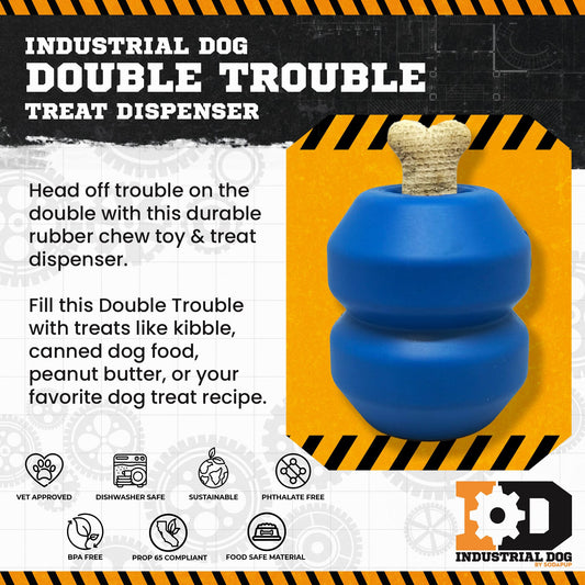 Double Trouble Dog Toy - Dual Chamber Treat Dispenser for Large