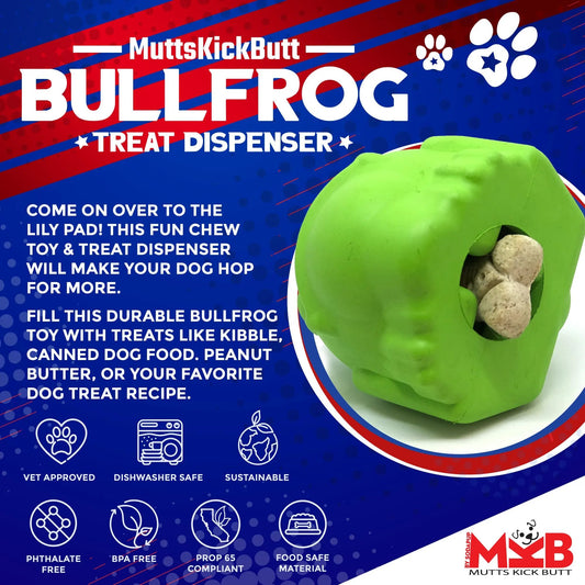 Bull Frog Dog Chew Toy & Treat Dispenser - USA Made | SodaPup-Purrfect Pet Kingdom