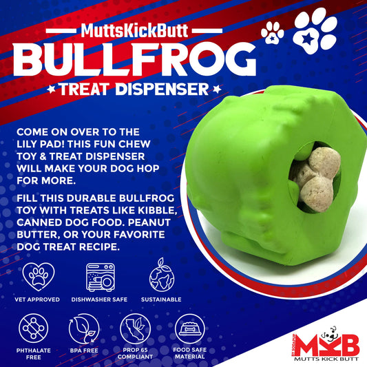 Bull Frog Dog Chew Toy Treat Dispenser USA Made Sodapup Dog - detail view