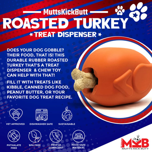 Roasted Turkey Dog Chew Toy & Treat Dispenser - USA Made