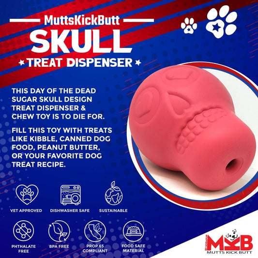 Sugar Skull Dog Chew Toy Treat Dispenser USA Made Sodapup - detail view