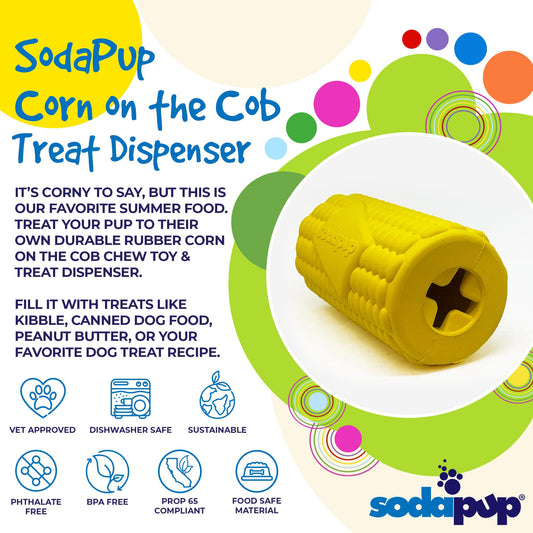 Corn on the Cob Dog Toy - Durable Rubber Treat Dispenser | USA