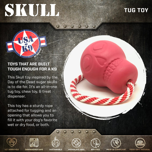USA-K9 Skull Dog Chew Toy & Treat Dispenser - Made in USA |