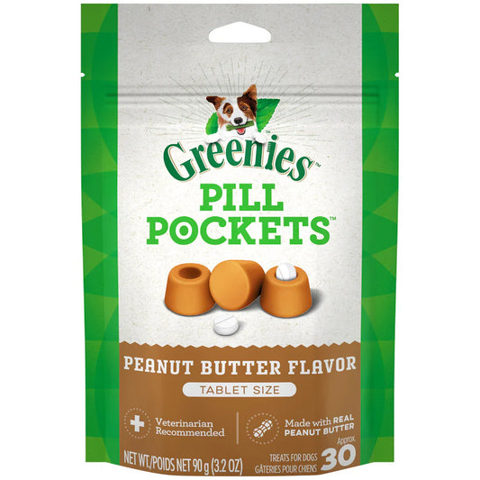 GREENIES Peanut Butter Flavored Tablet Pill Pockets (3.2oz) - Greenies Dog Treats - The Family Pet