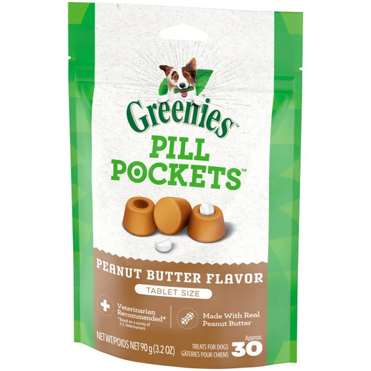 GREENIES Peanut Butter Flavored Tablet Pill Pockets (3.2oz) - Greenies Dog Treats - The Family Pet