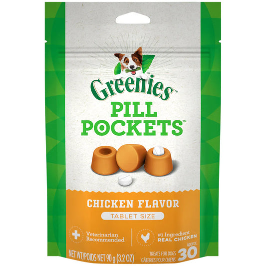 GREENIES Chicken Flavored Tablet Pill Pockets (3.2oz) - Greenies Dog Treats - The Family Pet