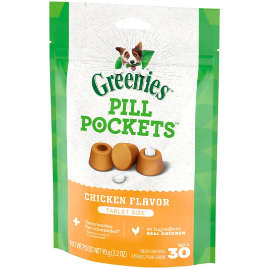 Greenies Chicken Pill Pockets Dog Tablet Treats 3.2oz