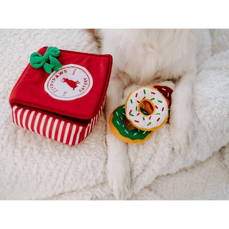 Holiday Burrow Donutz Box Plush Dog Toy Set - 4 Pc