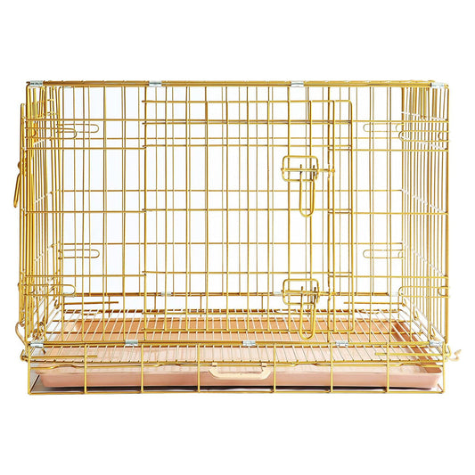 24-42" Collapsible Copper Gold Dog Crate GLD24-42