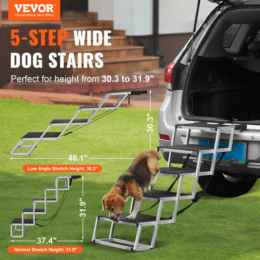 Dog Stair for Cars – 5-Step Folding Aluminum Travel Ramp