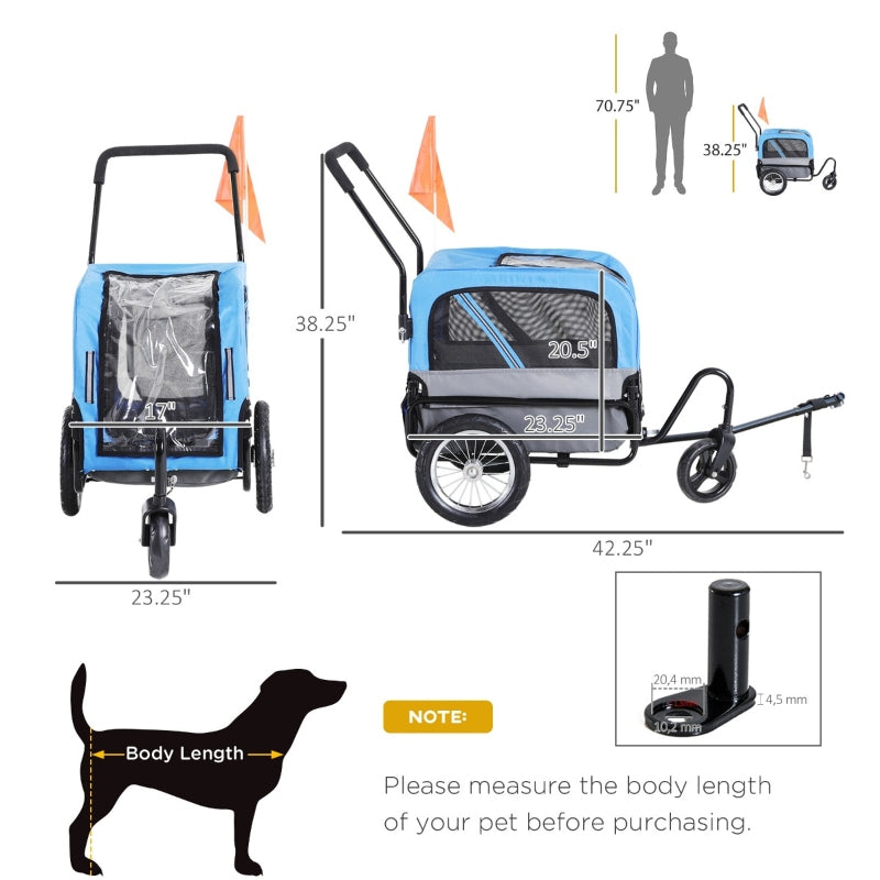 2-in-1, 3 Wheel Pet Jogging Stroller Bike Trailer - Purrfect Pet Kingdom