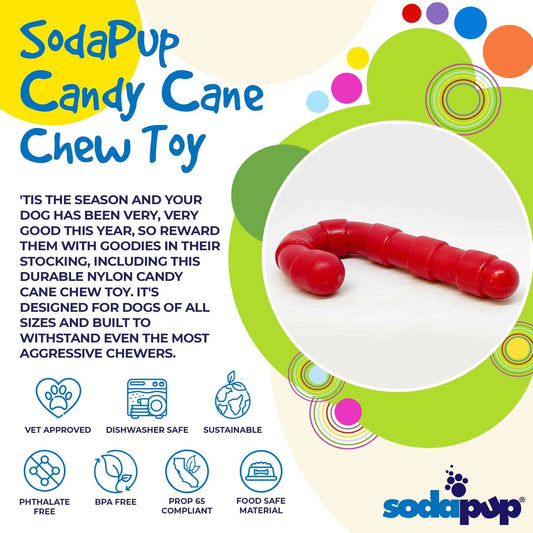 Candy Cane Nylon Dog Toy for Aggressive Chewers | USA Made | SodaPup-Purrfect Pet Kingdom