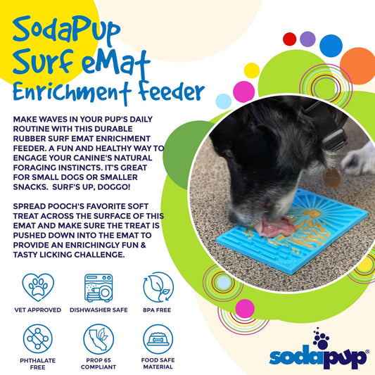 Surf's Up eMat - Small Lickmat for Dogs and Cats | Beach-Themed Design | SodaPup