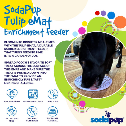 Tulip Design eMat - Enrichment Lick Mat For Dogs and Cats - With Suction Cups | USA Made