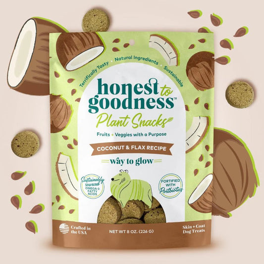 Honest To Goodness Way To Glow Skin & Coat Coconut & Flax Dog Treat (8oz) - Crunchy Dog Treats - The Family Pet