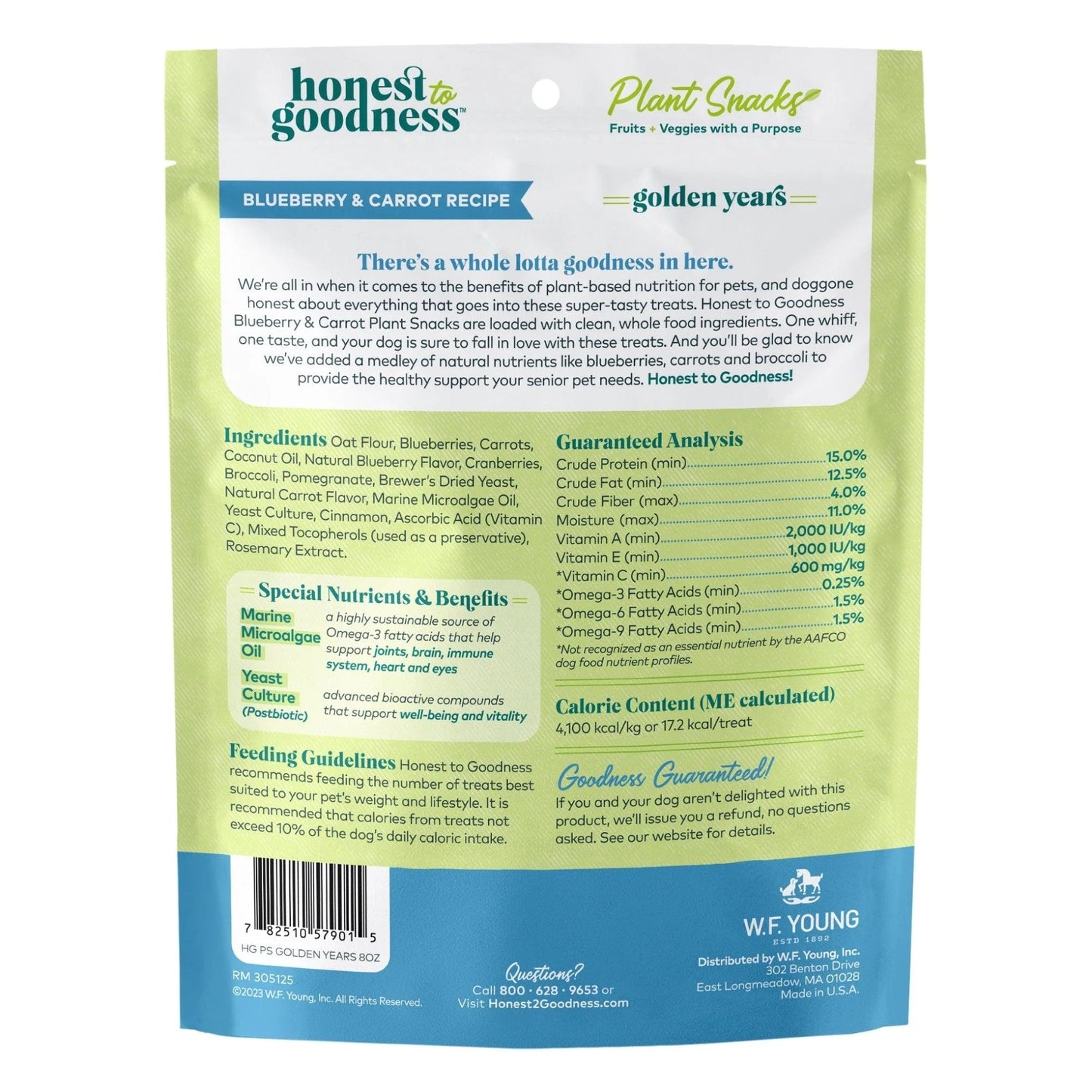 Honest To Goodness Golden Years Senior Treats Blueberry & Carrot Dog Treat (8oz) - Crunchy Dog Treats - The Family Pet