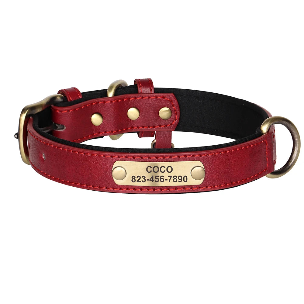Personalized Dog Collar Leash Set Custom PU Leather Dogs Tag Collars Free Engraved Nameplate For Small Medium Large Dogs Pitbull