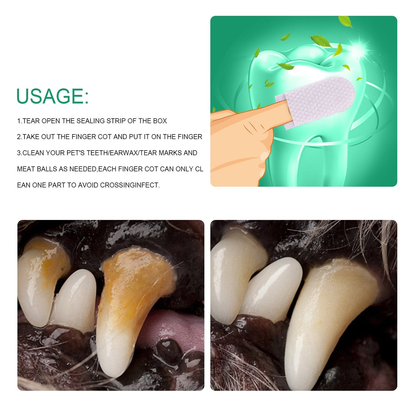 Pet Tooth Cleaning Finger Sleeves for Dogs and Cats Oral Hygiene Care - Purrfect Pet Kingdom