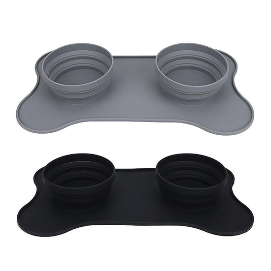 Silicone Pet Double Bowl with Mat