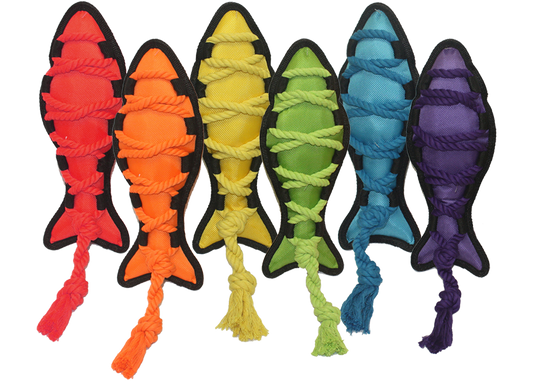 Multipet Cross Ropes Fish Assorted Colors 11 5 Interactive - detail view