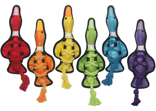 Multipet Cross Ropes Duck Assorted Colors 19 Interactive Dog - detail view