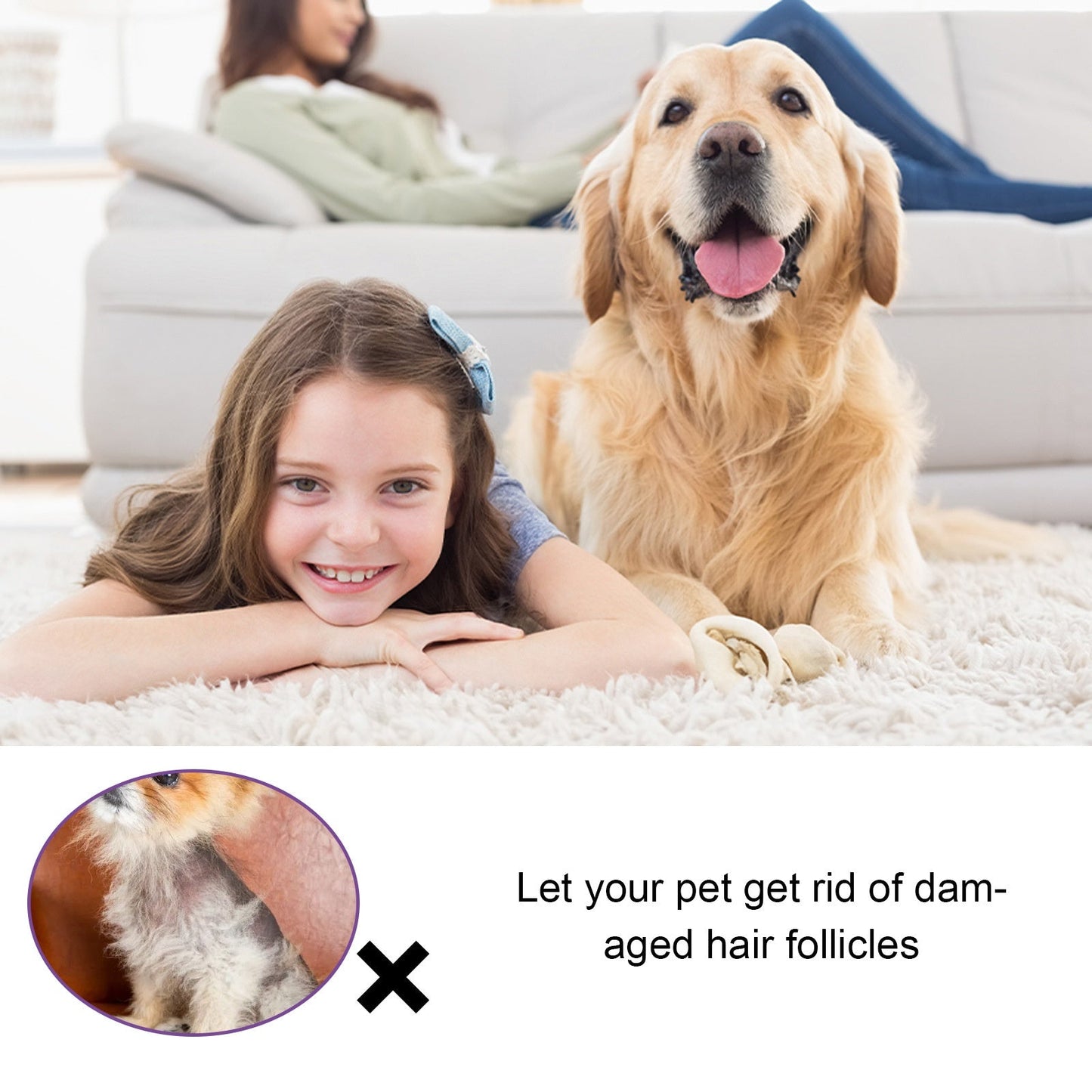 Pet Hair Growth Spray for Cats and Dogs - Hair Care Treatment for Damaged Follicles and Hair Loss