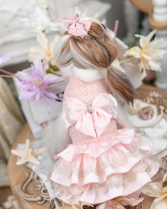 Luxury design high quality dog dress lace big bow - Purrfect Pet Kingdom