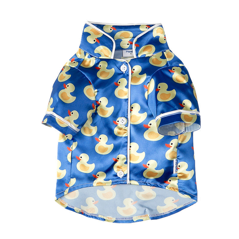 Silk Dog Pajamas Duck Print Soft Sleepwear 🦆