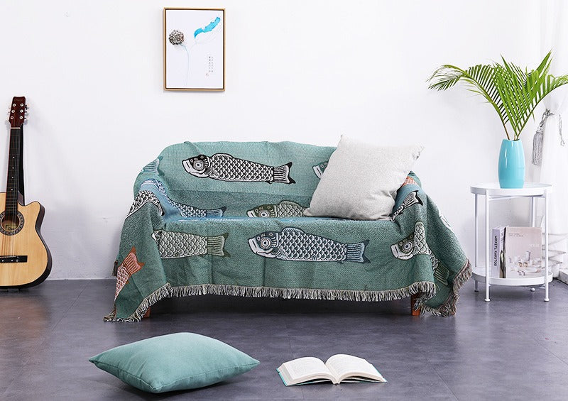 Modern minimalist koi patterned sofa blanket can be used as a soft carpet tablecloth decoration dust-proof